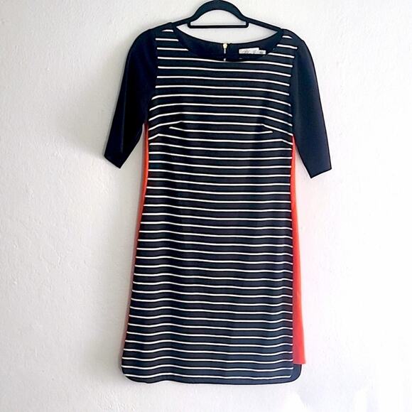 Eliza J Women’s Dress Office Siren Modern Classic Striped Sheath Gold Zip Size 8 - Picture 3 of 10